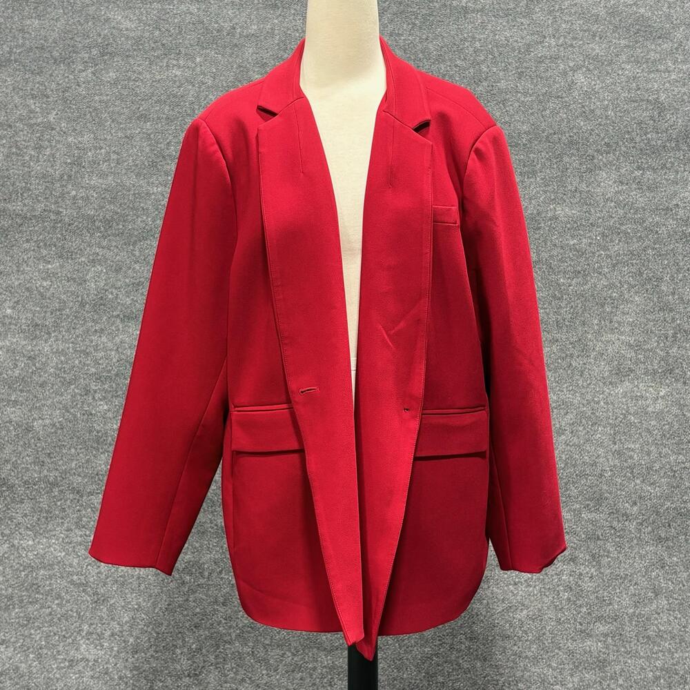Vince Camuto Blazer Womens 22W Red One Button Jacket Lined Stretch Workwear